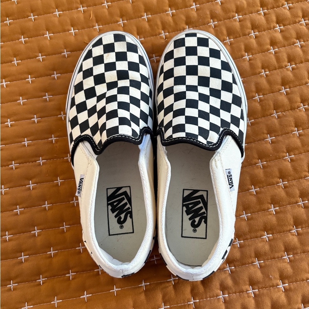 Vans Kids Black and White Checkered Slip-On Sneakers